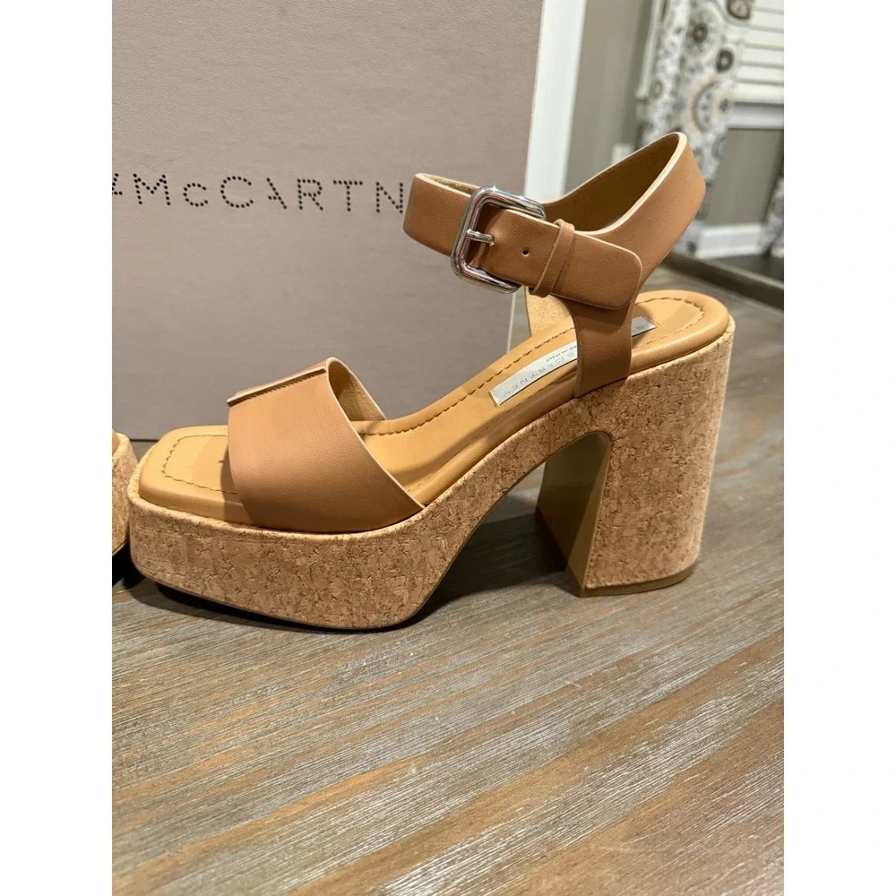 Stella McCartney Skyla Platform Sandals VEGEA Vegan Cork Heel 38.5 9.5 NIB‎